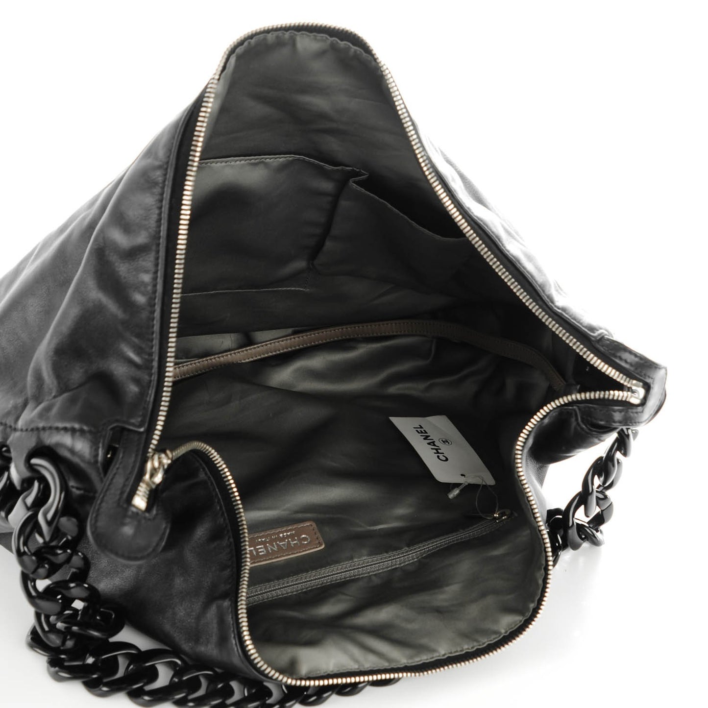 Calfskin Modern Chain Hobo Black