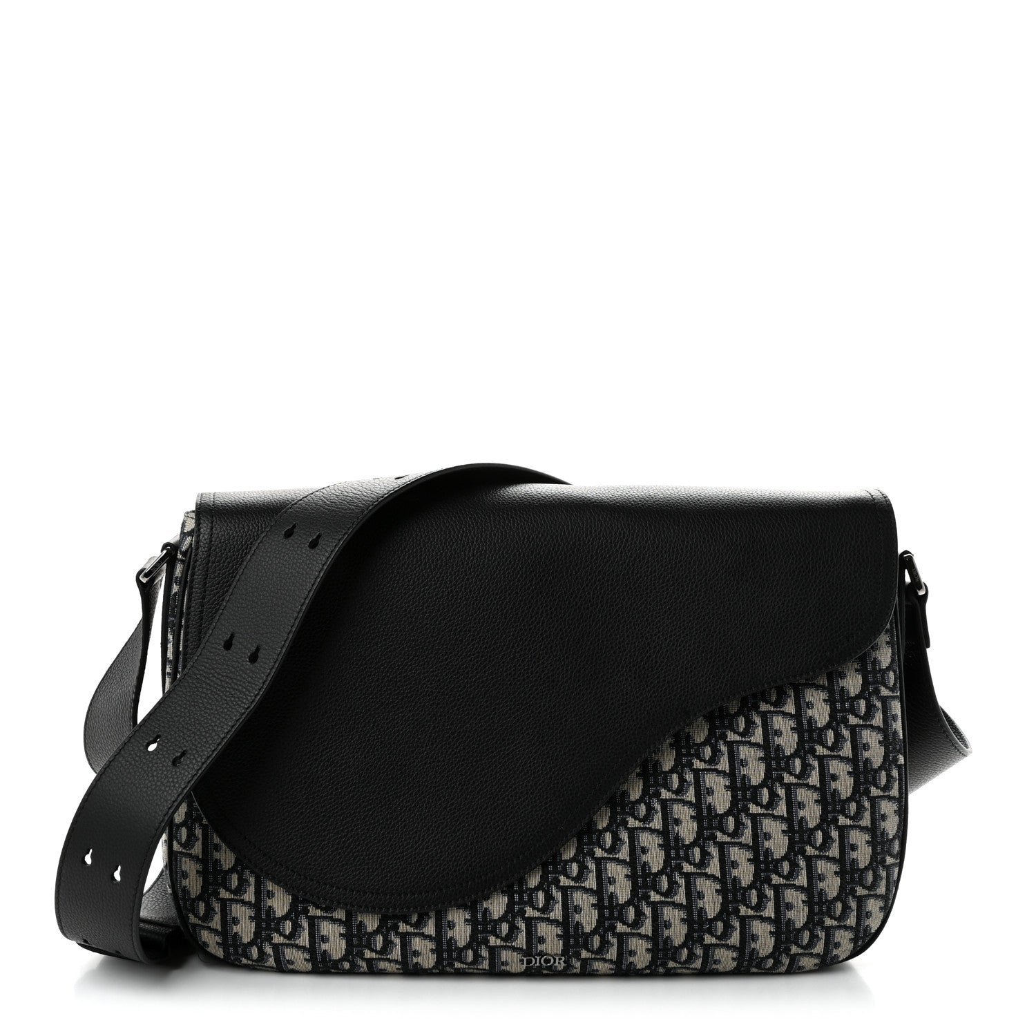 Christian Dior Grained Calfskin Oblique Large Saddle Messenger Black 1 of 12