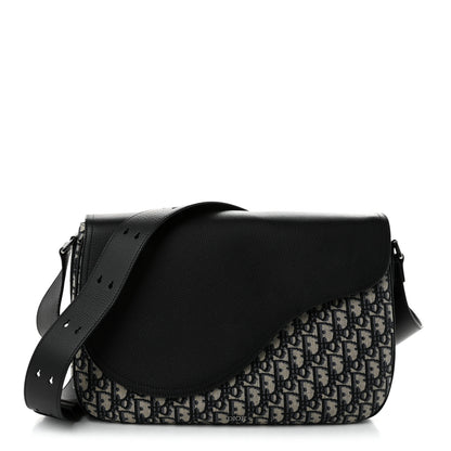 Christian Dior Grained Calfskin Oblique Large Saddle Messenger Black 1 of 12