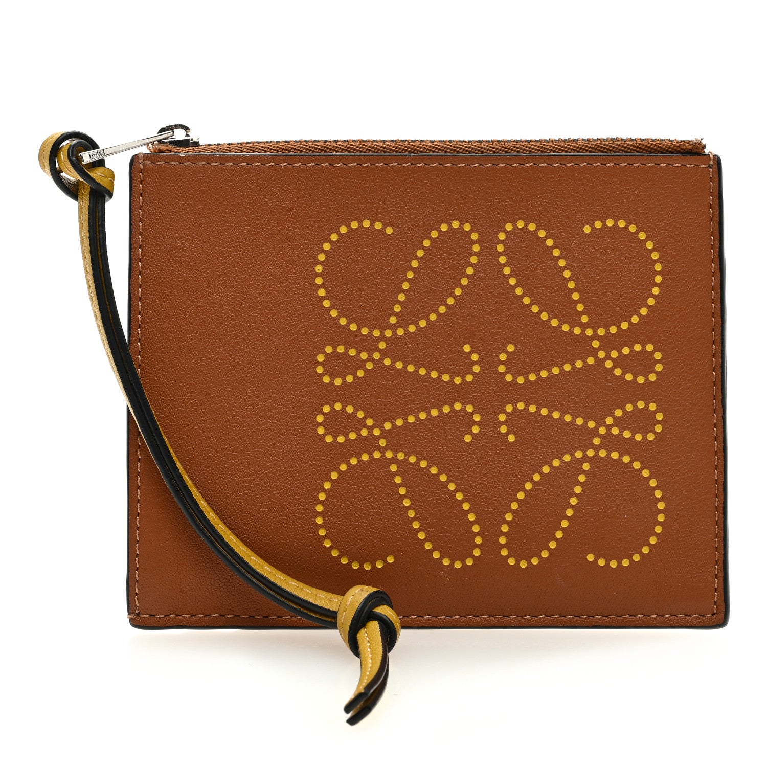 Loewe Calfskin Debossed Anagram Card Holder Tan 1 of 7