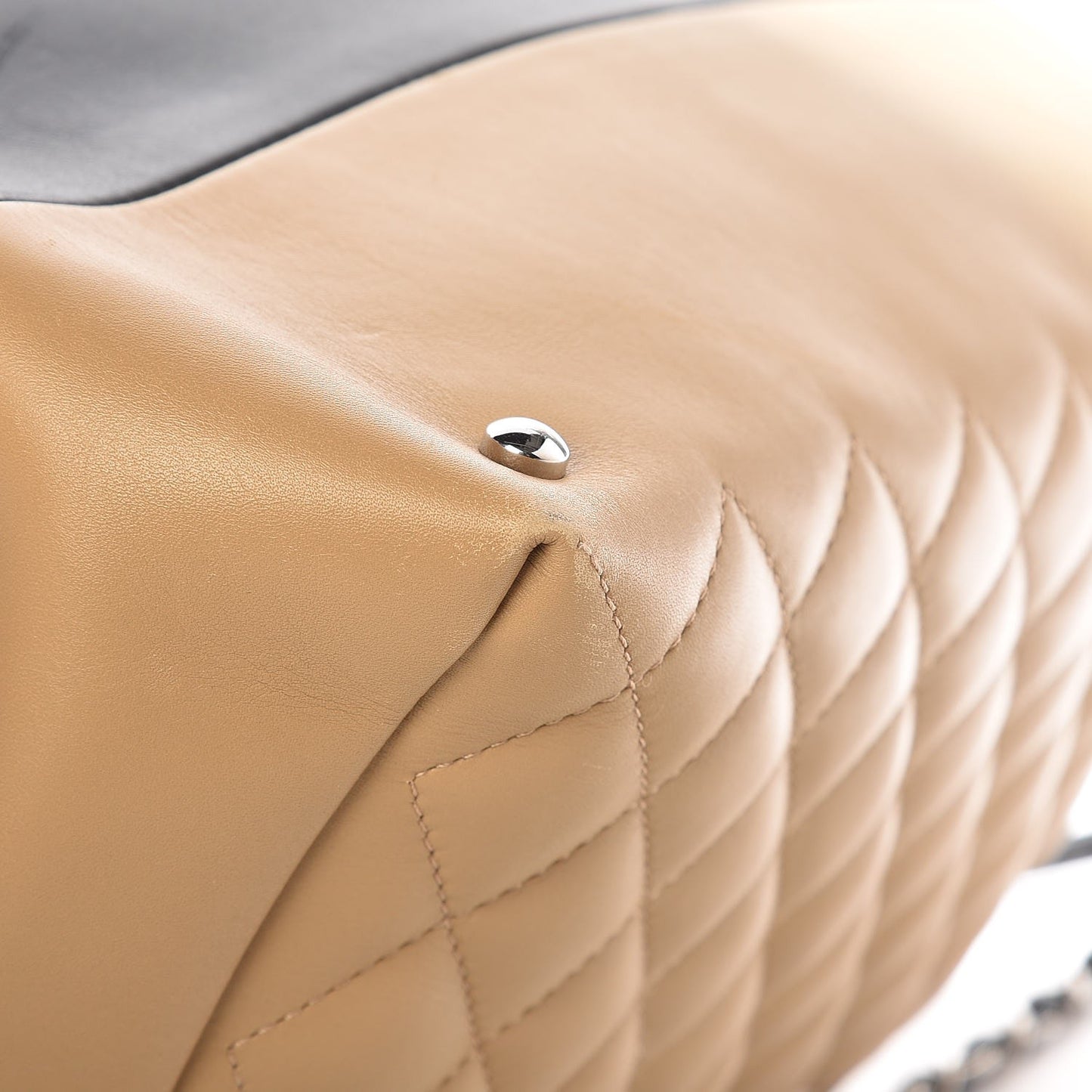Calfskin Quilted Feather Weight Bowling Bag Black Beige