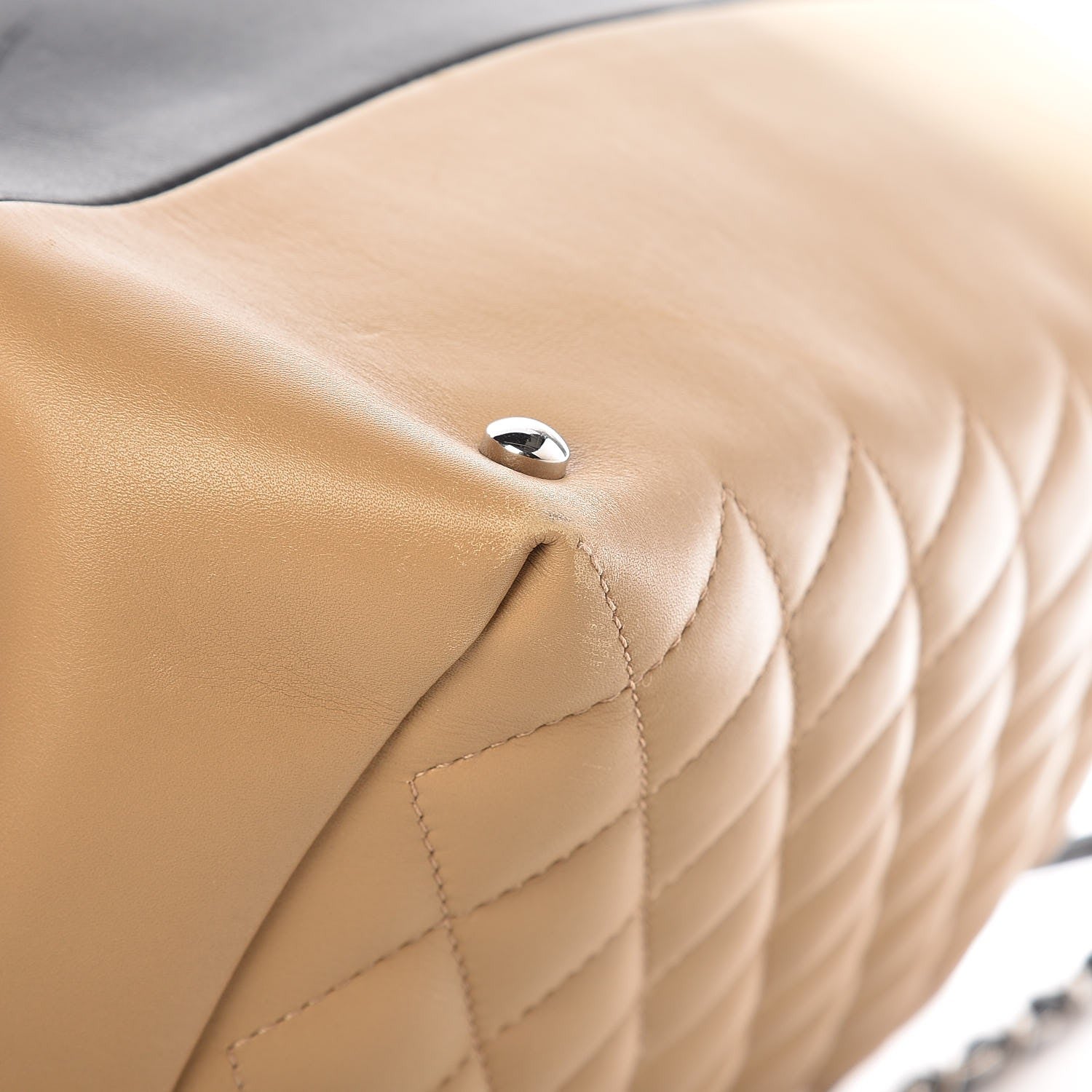 Chanel Calfskin Quilted Feather Weight Bowling Bag Black Beige 11 of 11