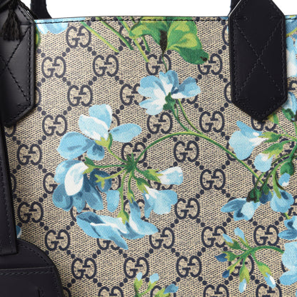 Gucci GG Supreme Monogram Blooms Small Reversible Tote Beige Blue Navy 9 of 16
