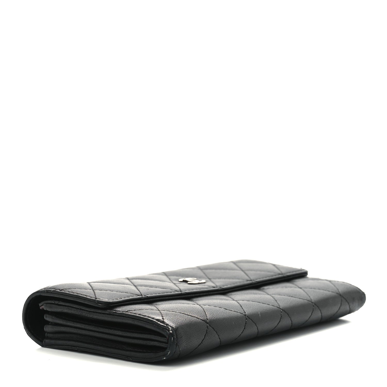 Chanel Lambskin Quilted Large Gusset Flap Wallet Black 4 of 12