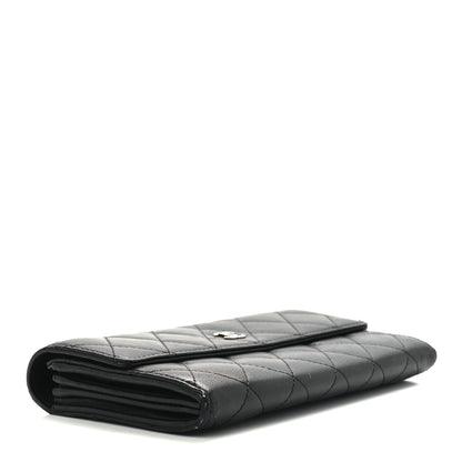 Chanel Lambskin Quilted Large Gusset Flap Wallet Black 4 of 12