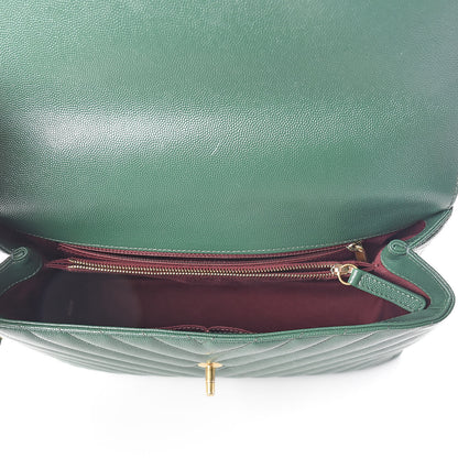 Chanel Caviar Chevron Quilted Medium Coco Handle Flap Green 5 of 10