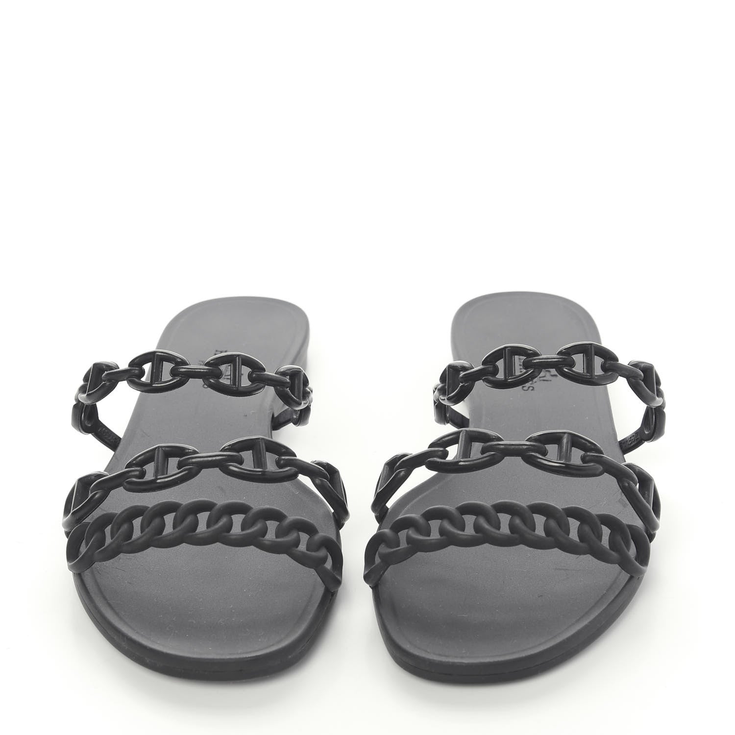 Hermes Rubber Chaine d'Ancre Rivage Sandals 36 Black 2 of 9