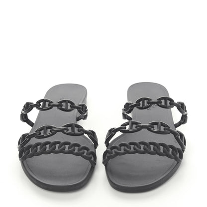 Hermes Rubber Chaine d'Ancre Rivage Sandals 36 Black 2 of 9