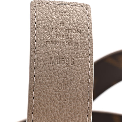 Louis Vuitton Calfskin Monogram 30mm LV Initiales Reversible Belt 80 32 Beige 5 of 7