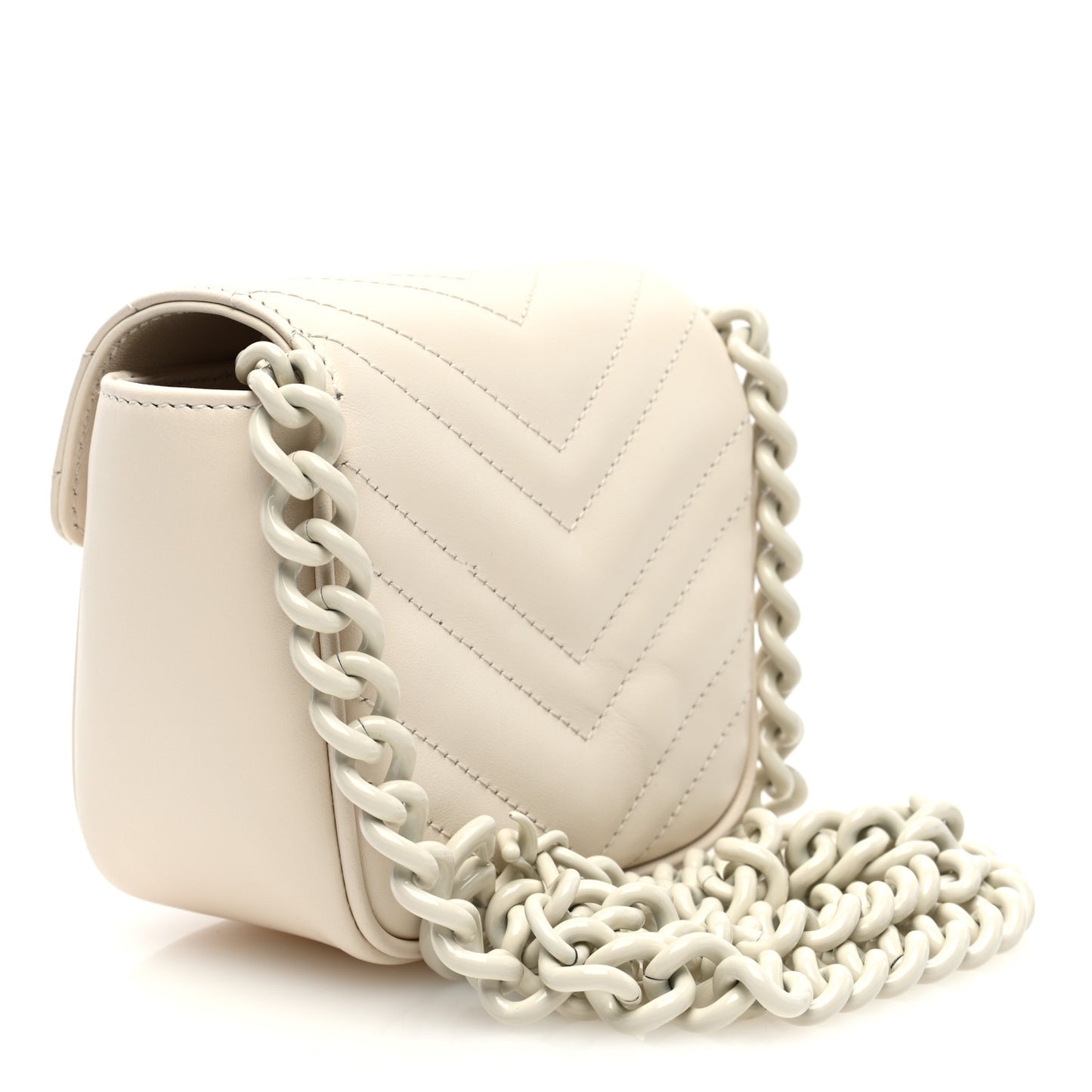 Calfskin Matelasse Monochrome GG Marmont Chain Mini Belt Bag Mystic White