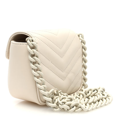 Gucci Calfskin Matelasse Monochrome GG Marmont Chain Mini Belt Bag Mystic White 3 of 9