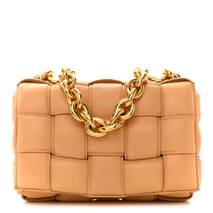 Bottega Veneta Lambskin Maxi Intreccio Padded Chain Cassette Crossbody Bag Almond 1 of 10