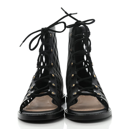 Christian Dior Matte Calfskin D-Trap Sandals 38.5 Black 2 of 8