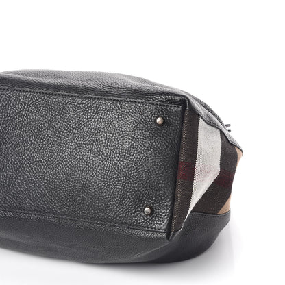 Burberry Grainy Calfskin House Check Medium Maidstone Black 8 of 8