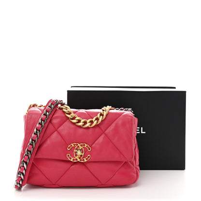 Chanel Lambskin Quilted Medium Chanel 19 Flap Dark Pink 11 of 11