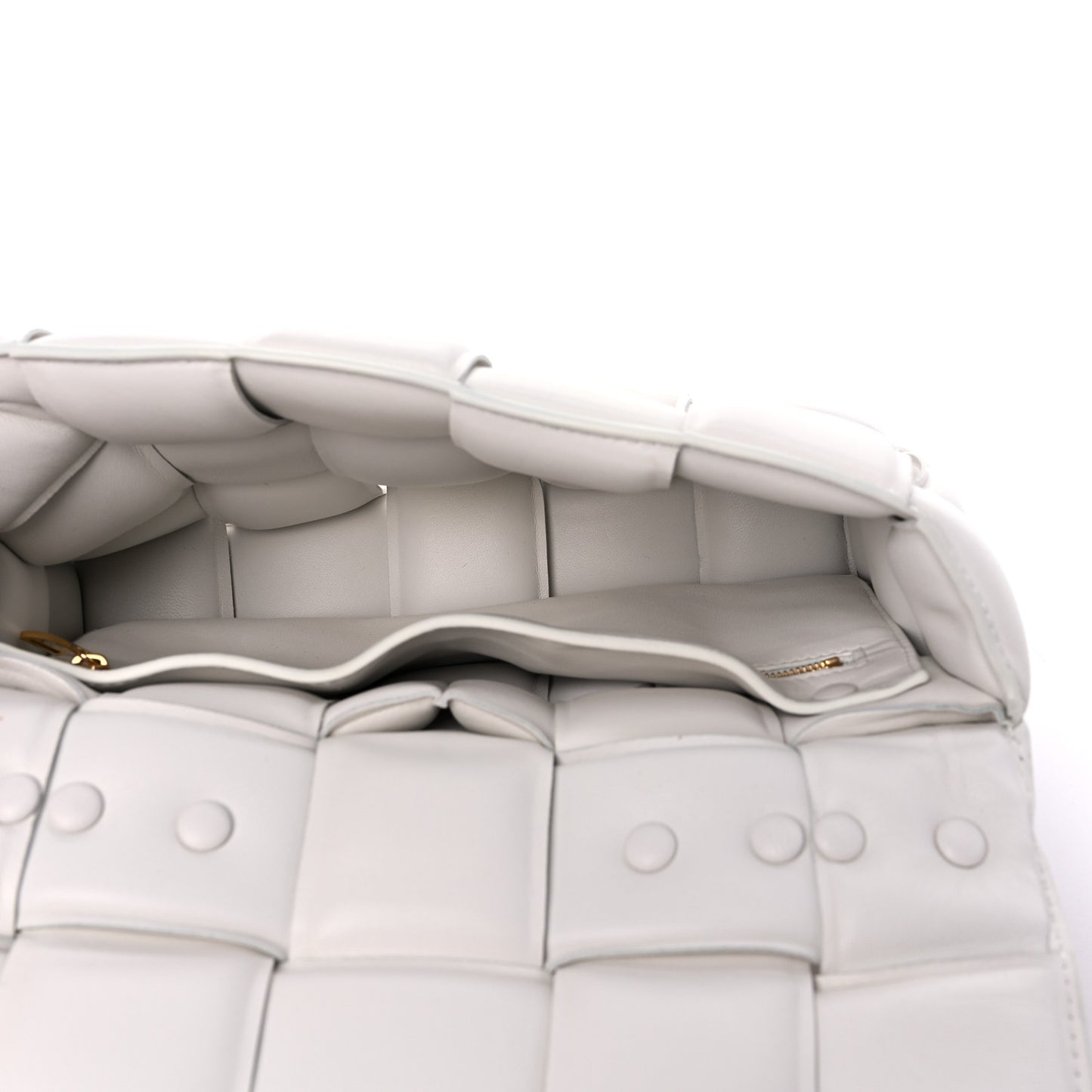 Lambskin Maxi Intreccio Padded Chain Cassette Crossbody Bag Chalk