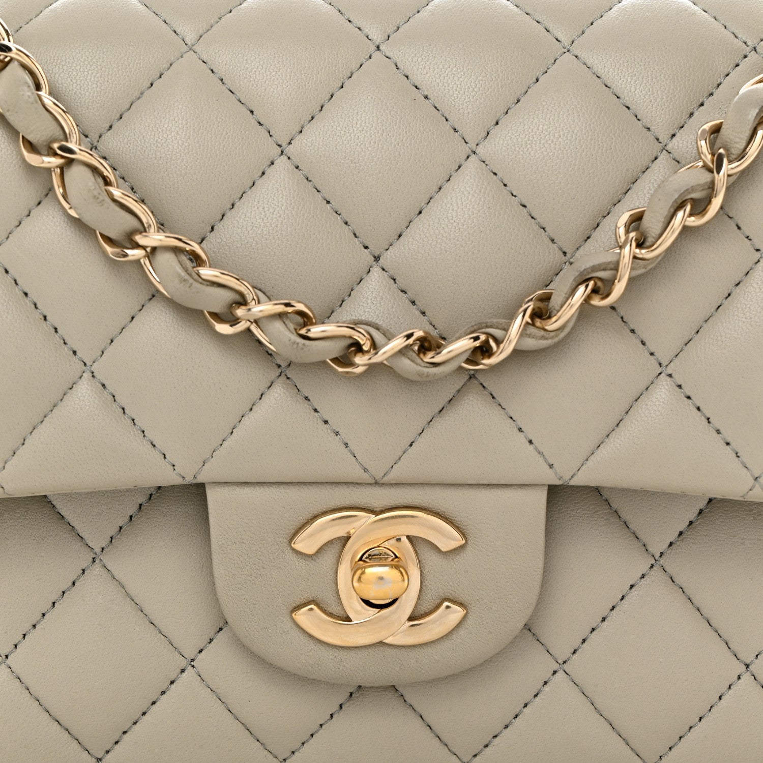Chanel Lambskin Quilted Small Double Flap Light Grey 8 of 10