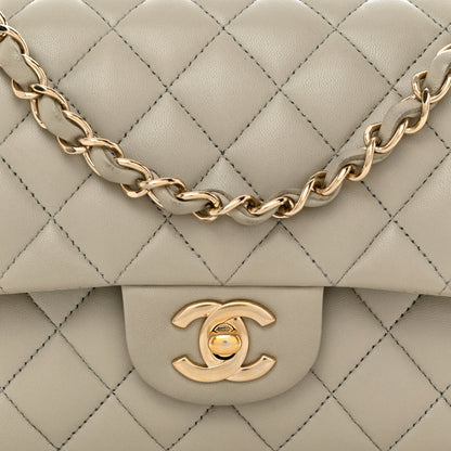 Chanel Lambskin Quilted Small Double Flap Light Grey 8 of 10
