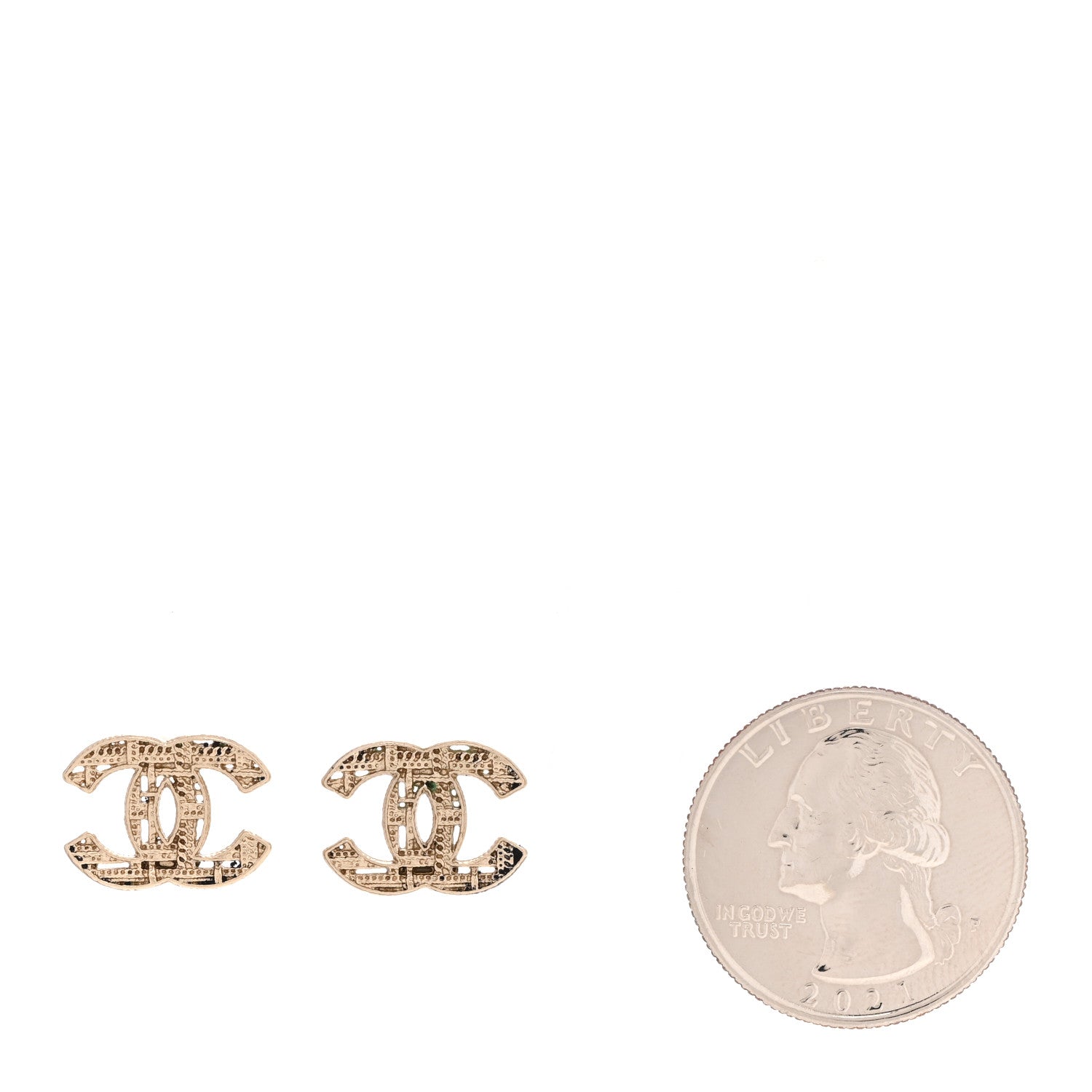 Chanel Tweed Effect CC Earrings Gold 2 of 4