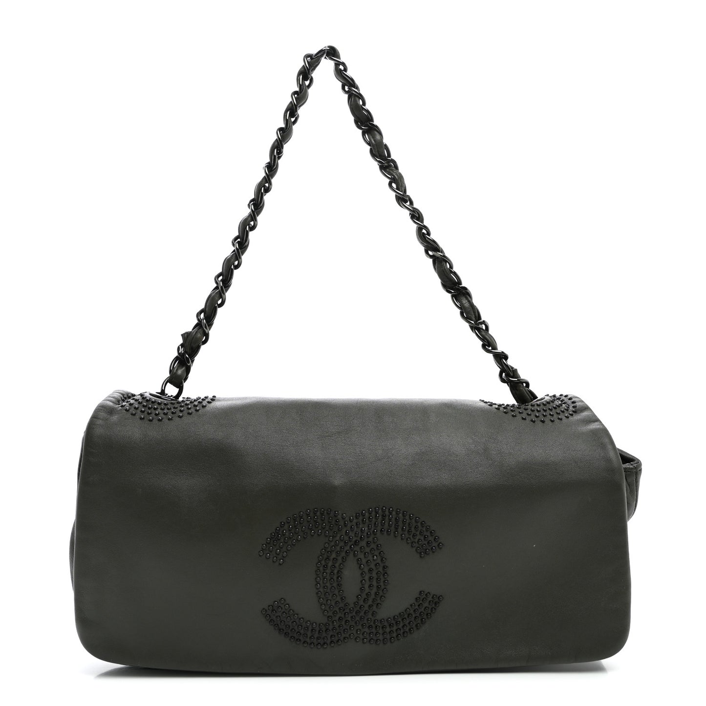 Lambskin Studded CC East West Flap Grey