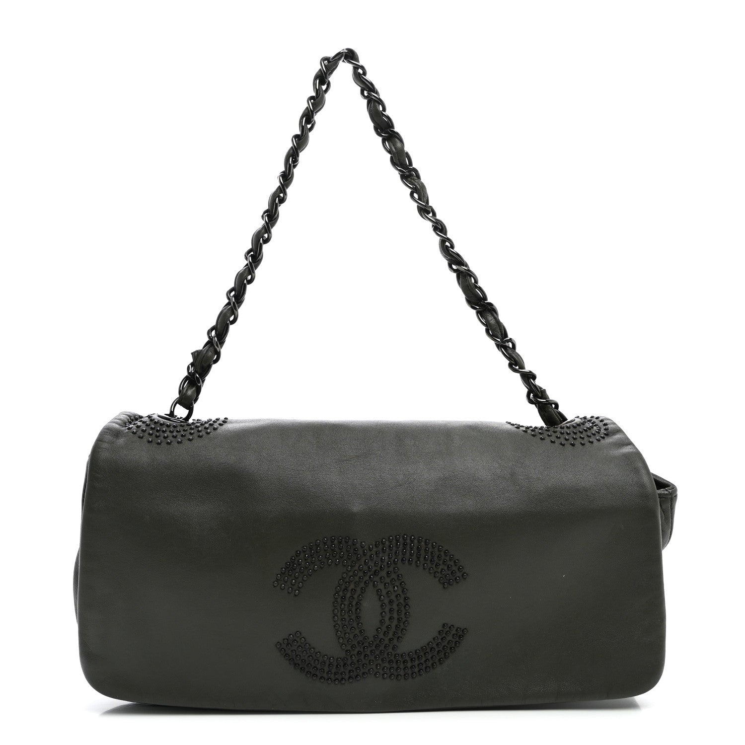 Chanel Lambskin Studded CC East West Flap Grey 1 of 11