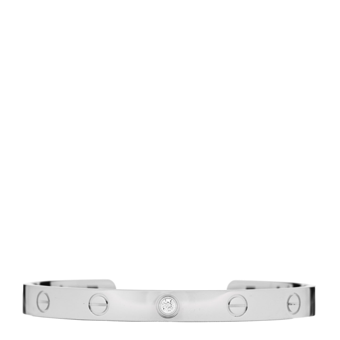 18K White Gold 1 Diamond LOVE Cuff Bracelet 17