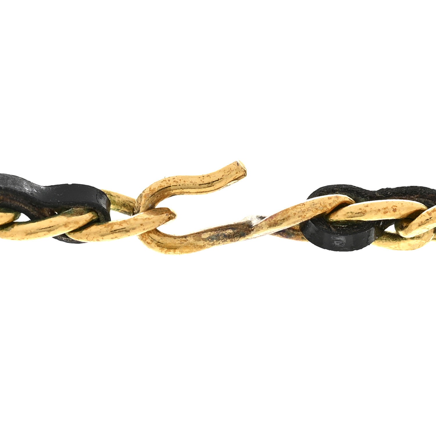 Chanel Metal Lambskin Chain Bow Medallion Necklace Black Gold 6 of 7