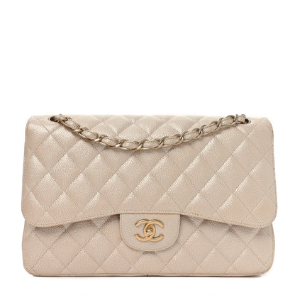 Chanel Iridescent Caviar Quilted Jumbo Double Flap Beige 1 of 11