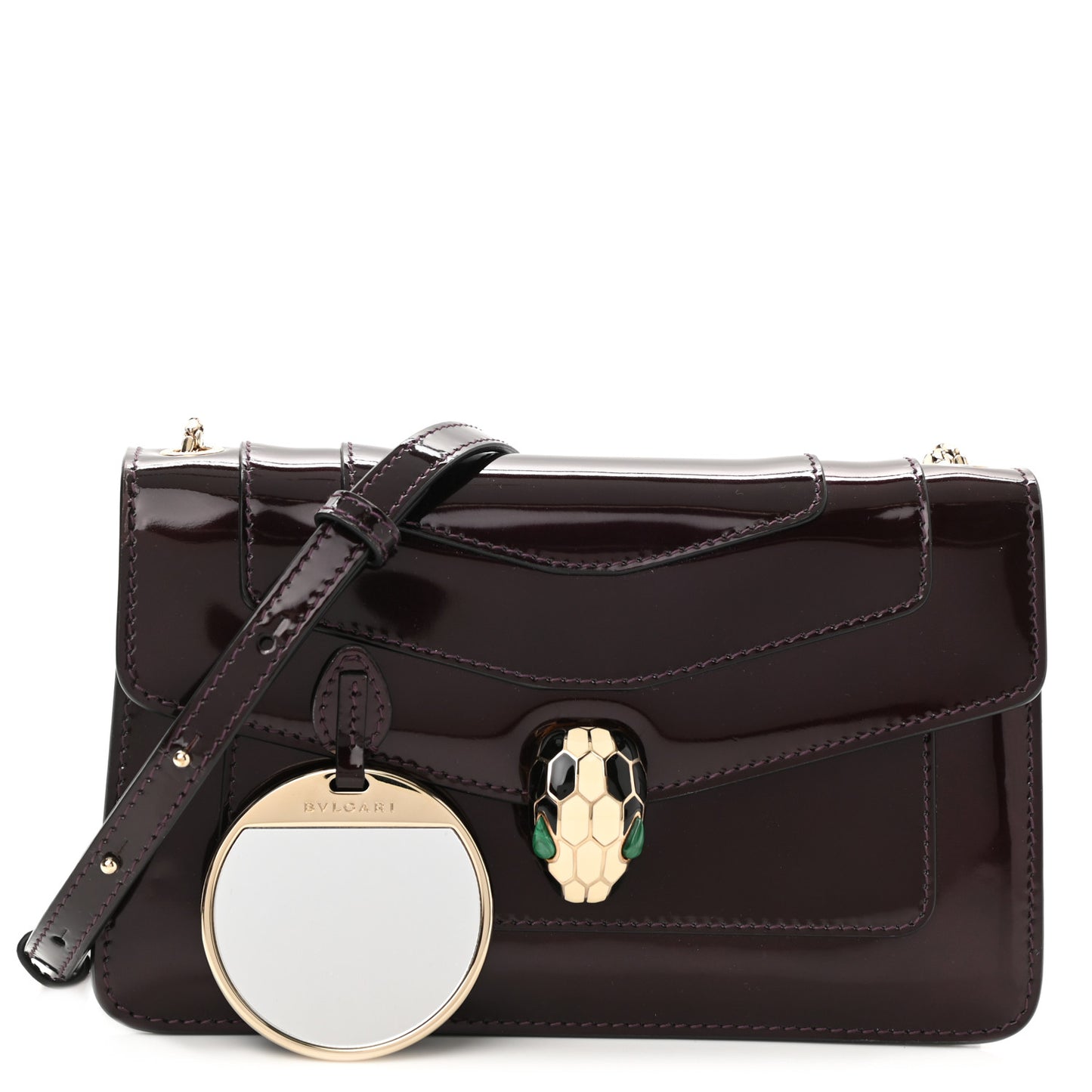 Metallic Calfskin Serpenti Forever Shoulder Bag Plum