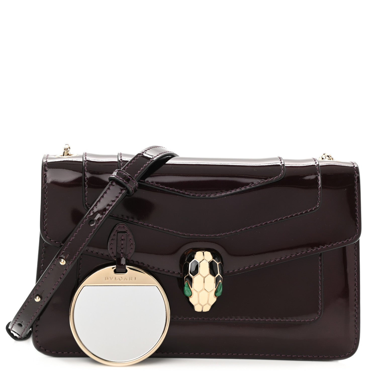 Bulgari Metallic Calfskin Serpenti Forever Shoulder Bag Plum 1 of 10
