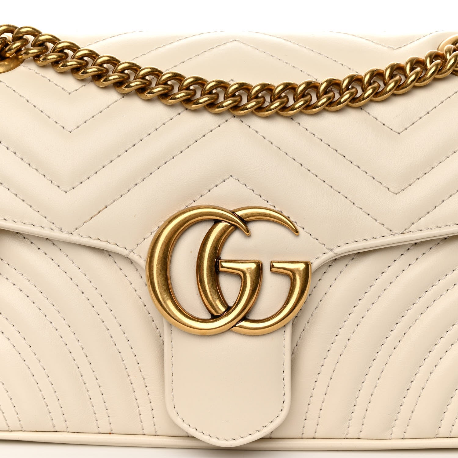 Gucci Calfskin Matelasse Small GG Marmont Shoulder Bag White 7 of 10