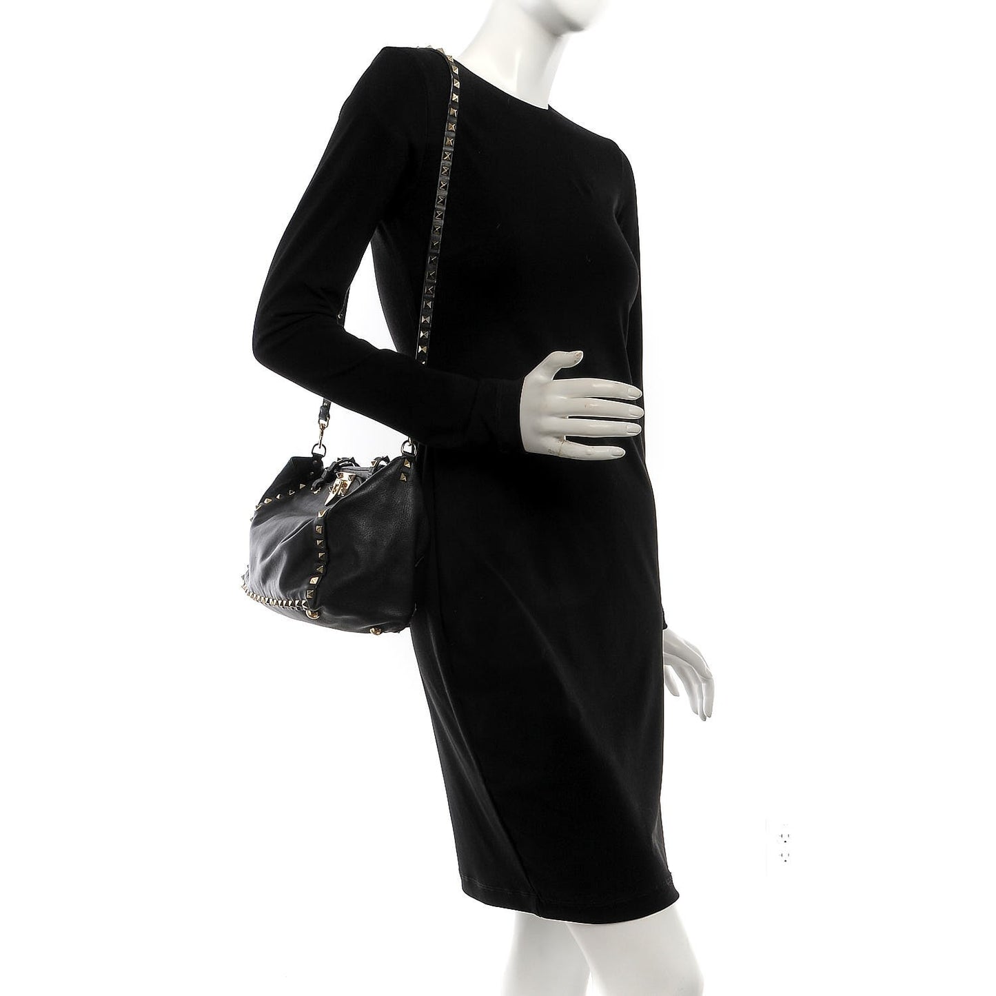 Vitello Small Rockstud Tote Black