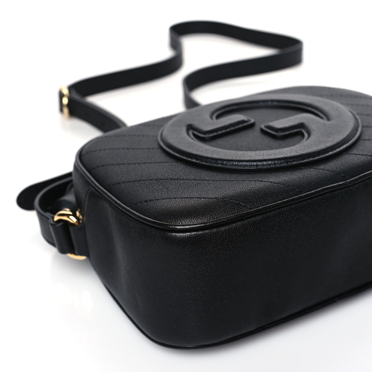 Gucci Sakai Be Green Calfskin Diagonal Stitched Small Blondie Shoulder Bag Black 7 of 8