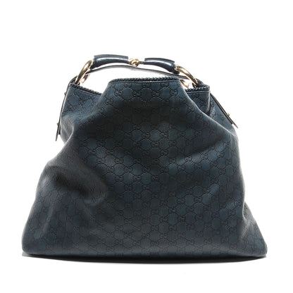 Gucci Guccissima Large Horsebit Chain Hobo Blue 3 of 8