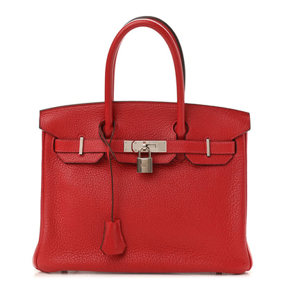 Hermes Taurillon Clemence Birkin 30 Rouge Casaque 1 of 17