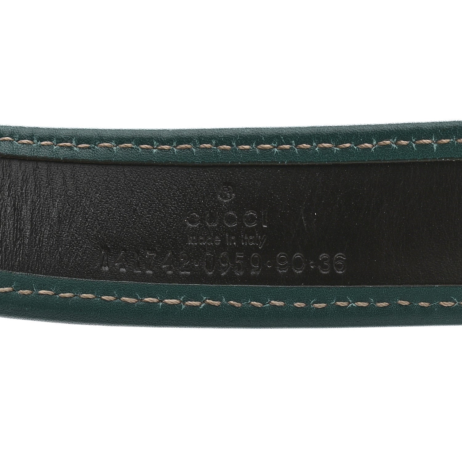 Gucci Calfskin Canvas Belt 90 36 Teal White 3 of 5