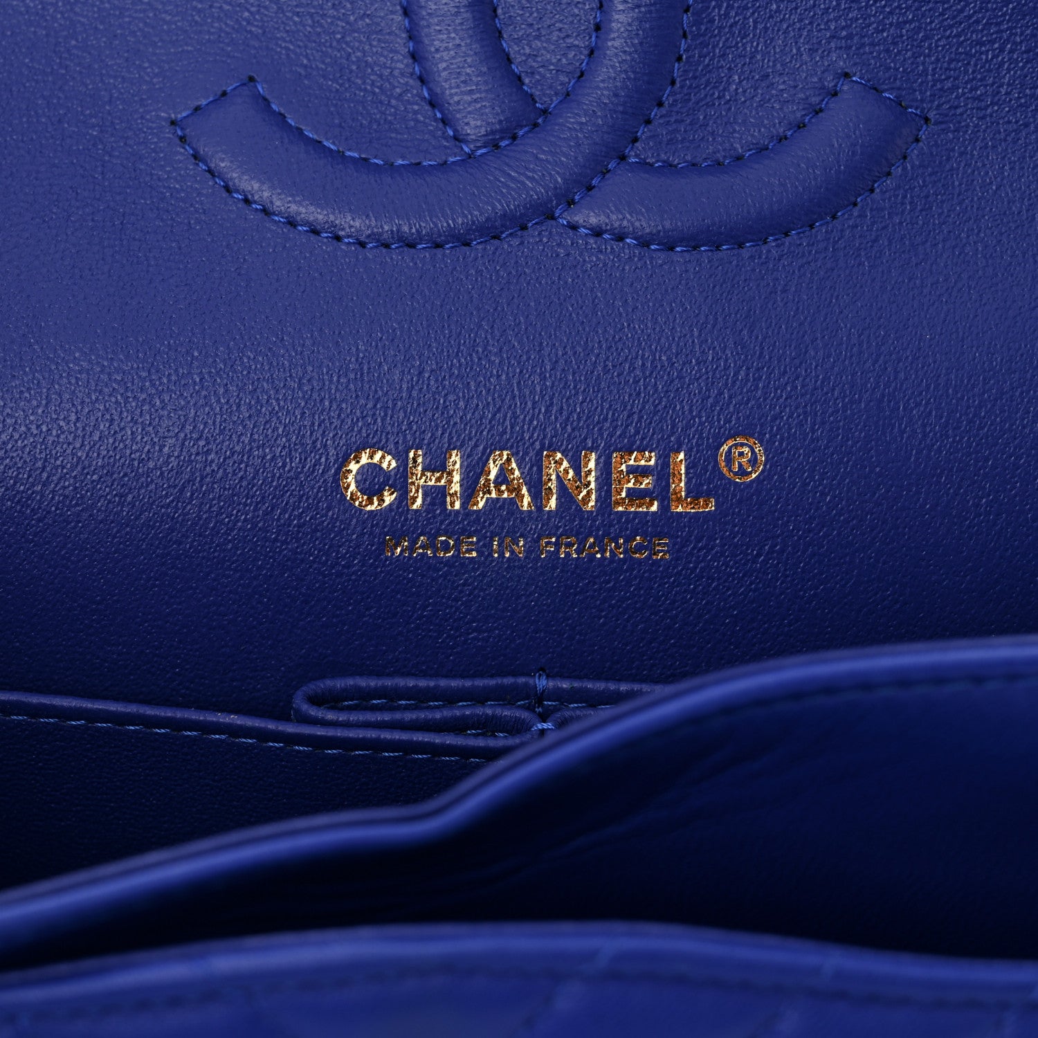 Chanel Lambskin Chevron Quilted Medium Double Flap Blue 6 of 10
