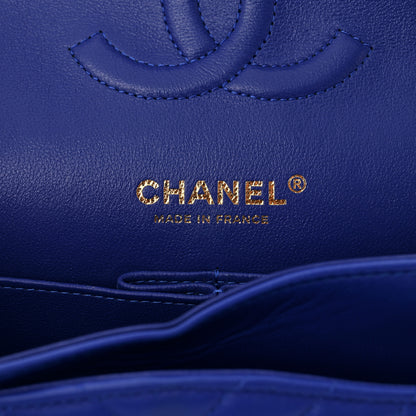 Chanel Lambskin Chevron Quilted Medium Double Flap Blue 6 of 10