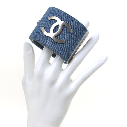 Chanel Denim CC Cuff Bracelet Blue 2 of 6