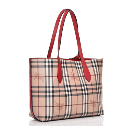 Burberry Haymarket Check Small Reversible Tote Poppy Red 4 of 13