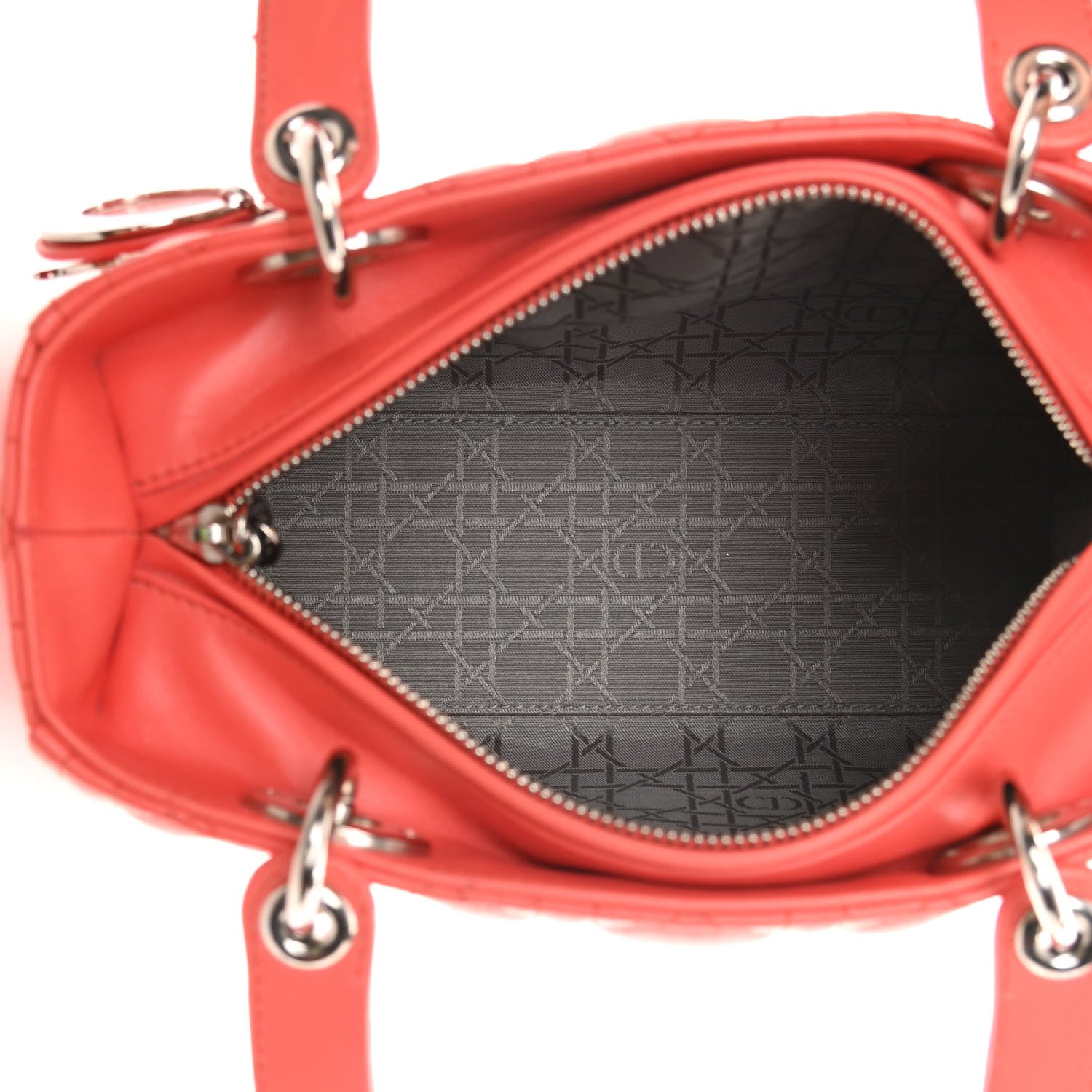 Christian Dior Lambskin Cannage Medium Lady Dior Coral 4 of 13