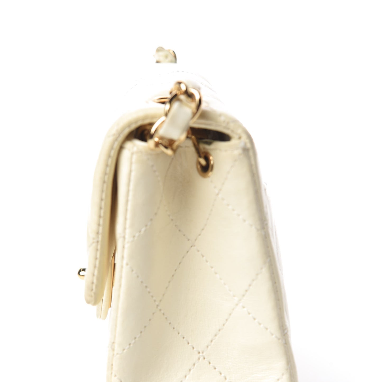 Lambskin Quilted Mini Square Flap White