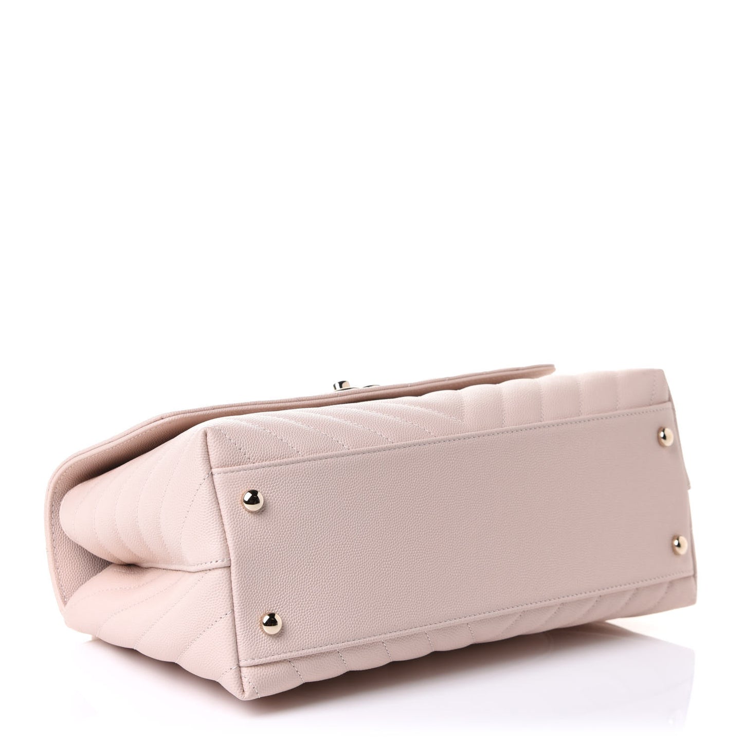 Caviar Lizard Embossed Chevron Quilted Small Coco Handle Flap Beige