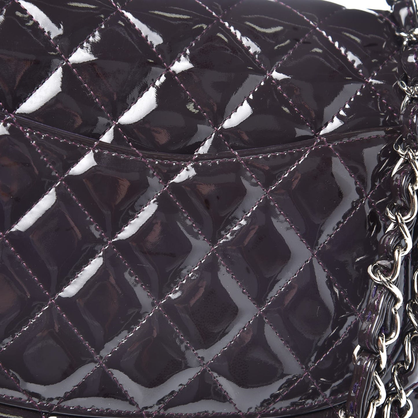 Patent Quilted Medium Double Flap Purple