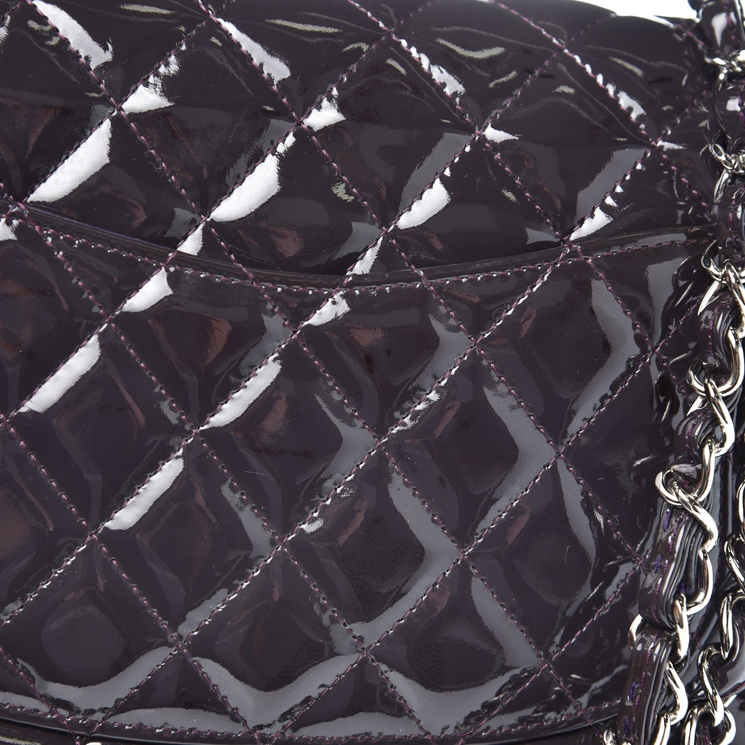 Chanel Patent Quilted Medium Double Flap Purple 14 of 14