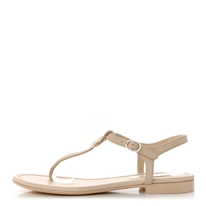 Chanel Lambskin CC Thong Sandals 39 Ivory 1 of 9