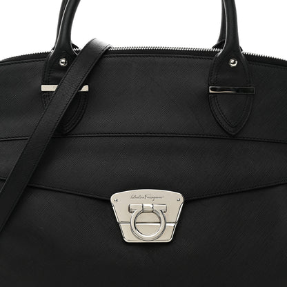 Salvatore Ferragamo Saffiano Top Handle Bag Black 7 of 12