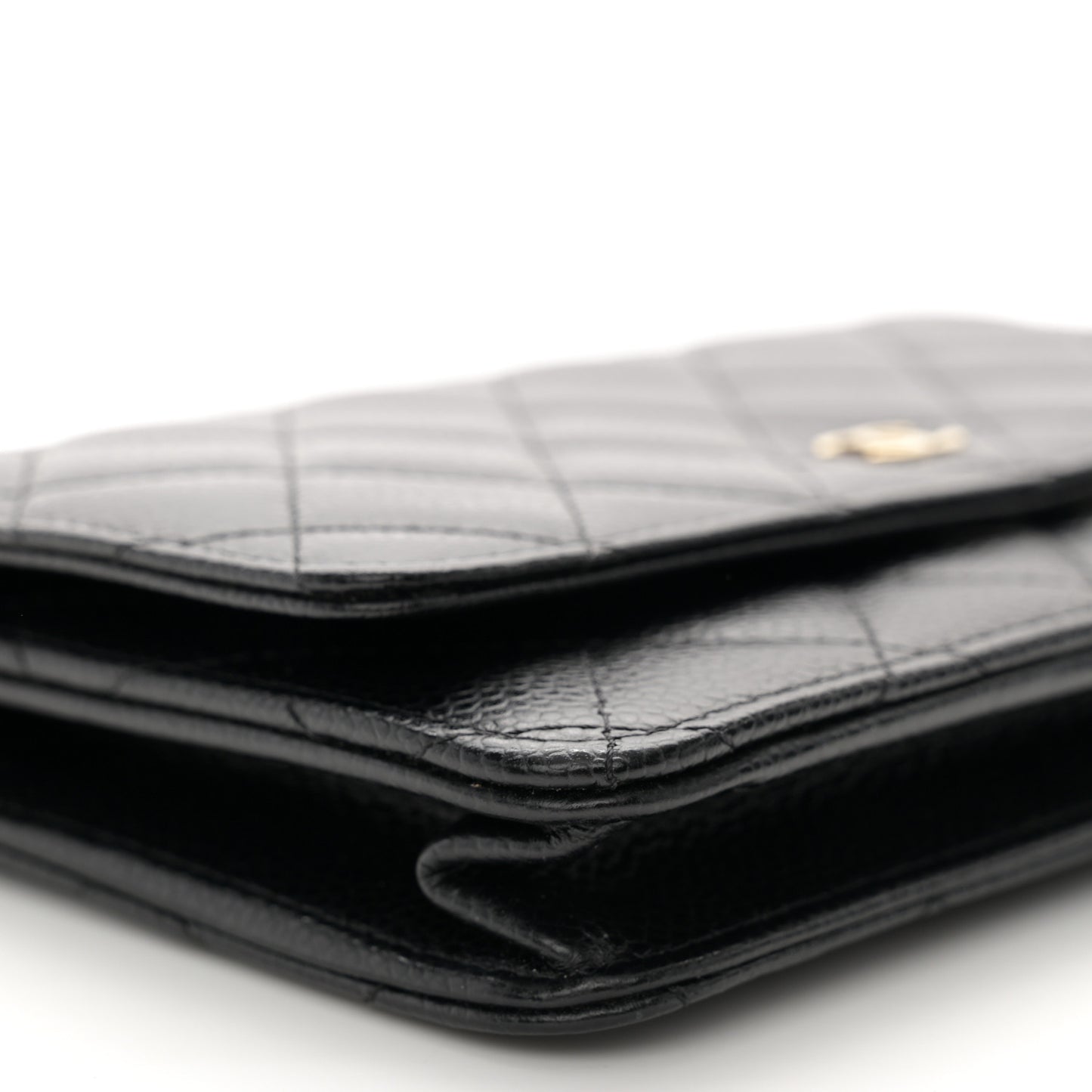 Caviar Quilted Wallet on Chain WOC Black