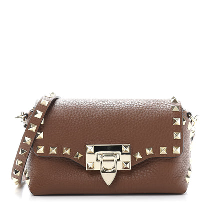 Valentino Garavani Pebbled Calfskin Mini Rockstud Crossbody Bag Bright Cognac 1 of 11