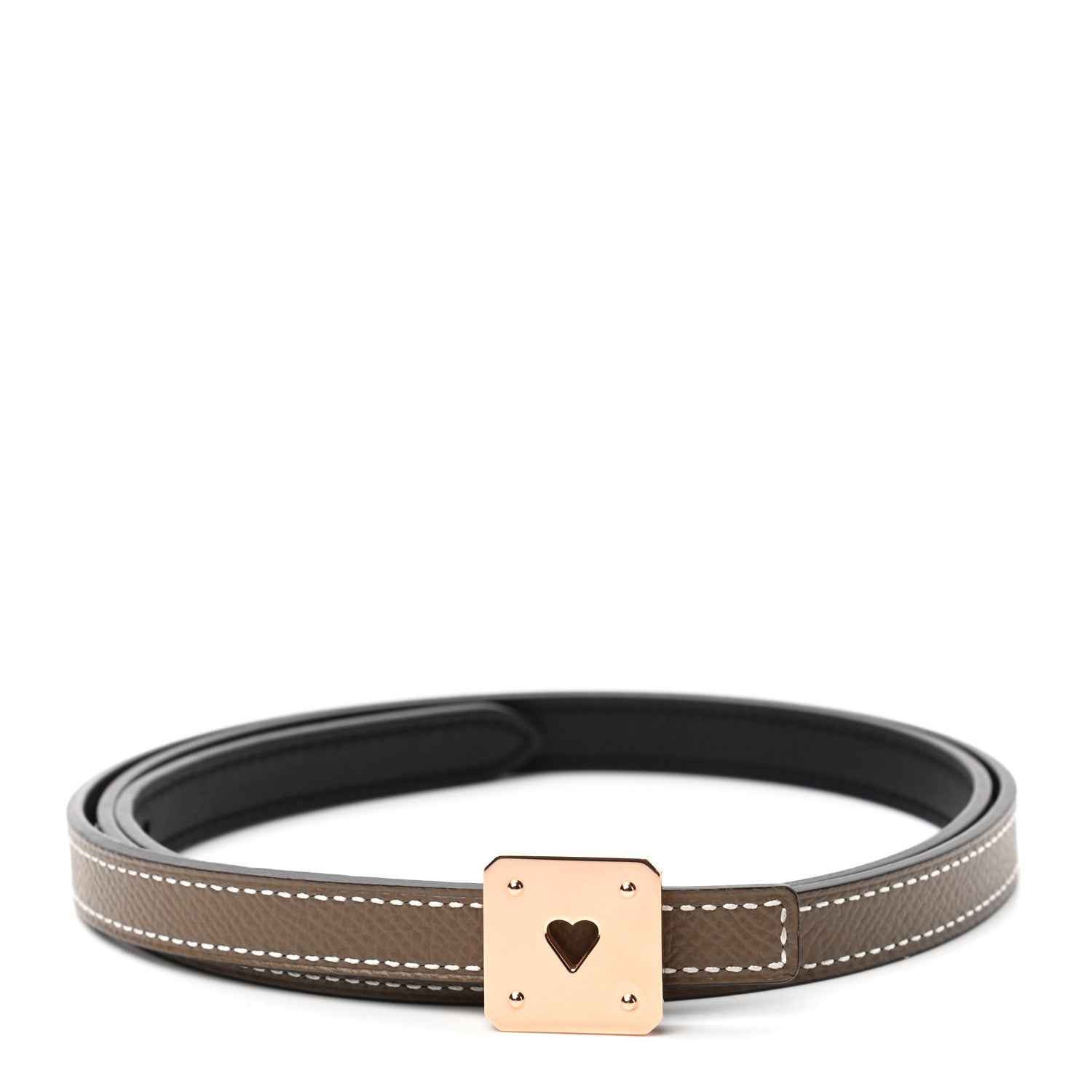 Hermes Swift Epsom 13mm As De Coeur Belt 90 Black Etoupe 1 of 6